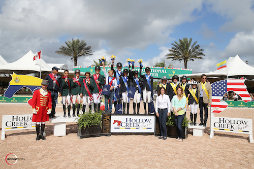 Top three Children's teams of USA, Brazil and Argentina with Equiline's Charly Miller and Kelly Molinari