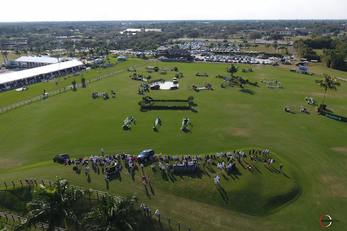 The beautiful derby field at Equestrian Village at the Palm Beach International Equestrian Center hosted Sunday's $216,000 Ariat® Grand Prix CSI 4*.
