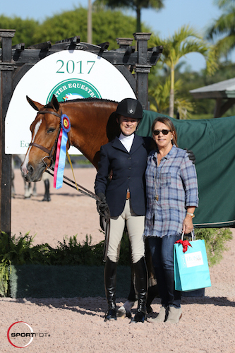 Jane Gaston and Beacuse in their championship presentation with Gretchen Hunt of Hunt Ltd.