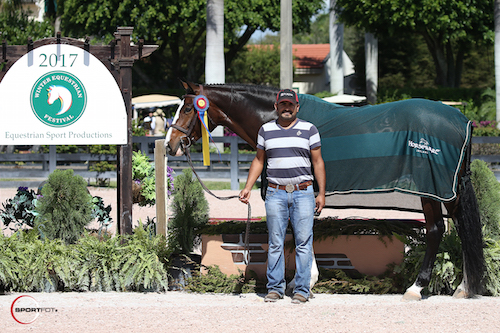 Summer Song in her championship presentation with groom Diego Gaytan.